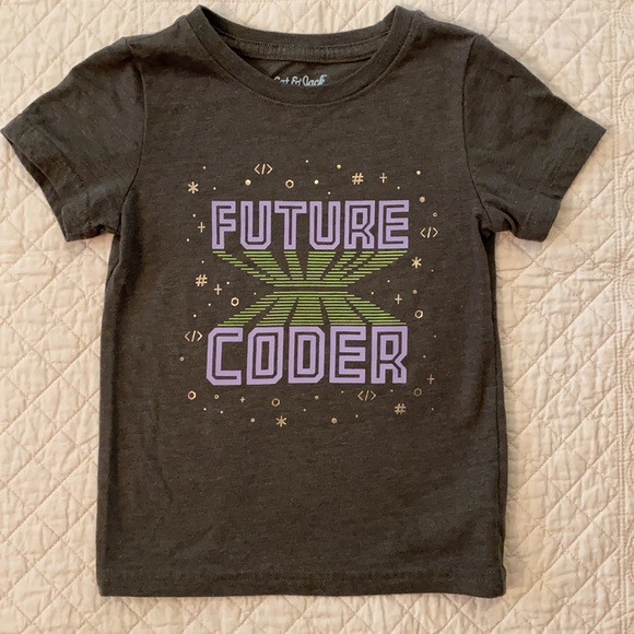Cat & Jack | Future Coder Graphic Crewneck Short Sleeve T-Shirt Gray Grey (2T) - Picture 7 of 7